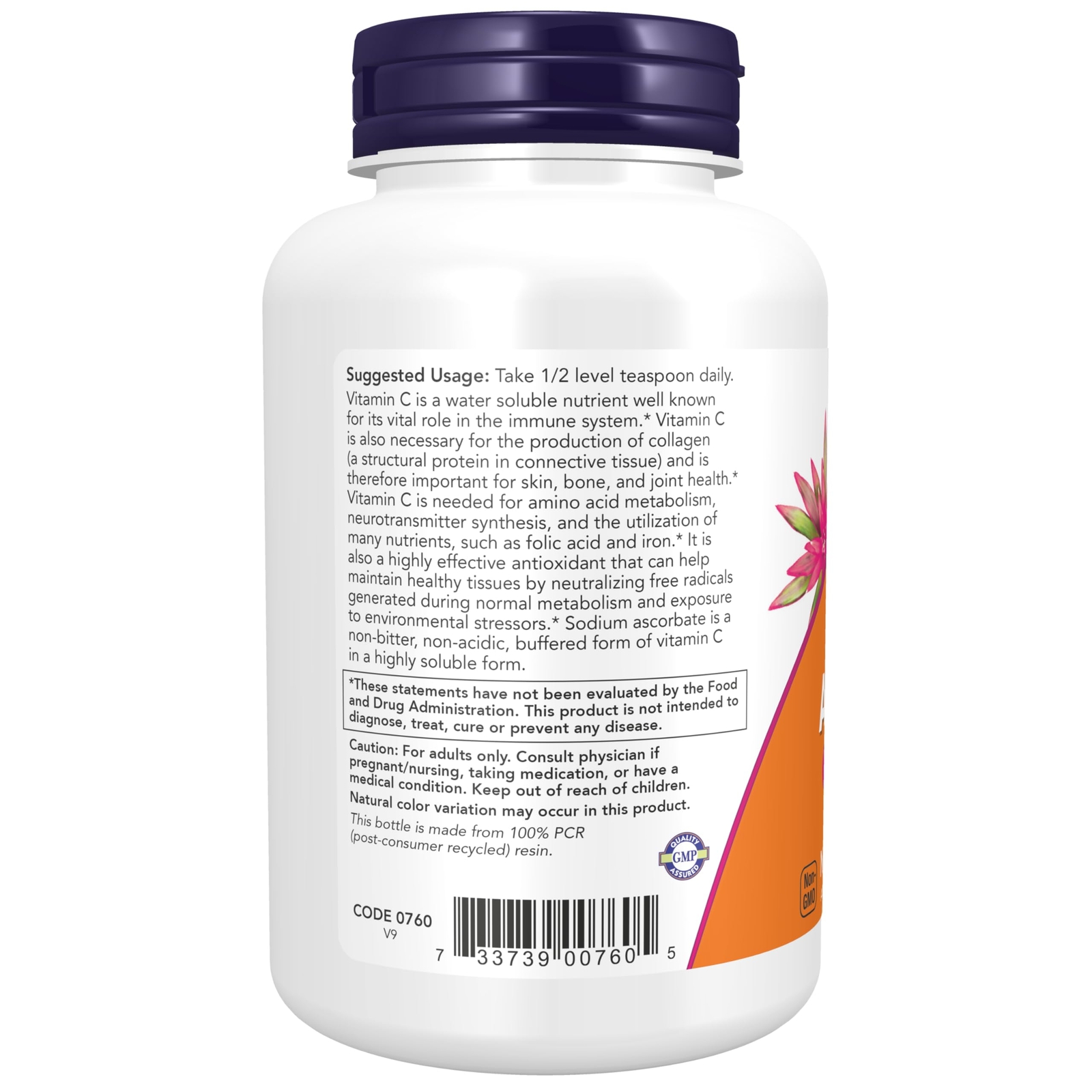 NOW Sodium Ascorbate Buffered Vitamin C Powder 119 Servings Non GMO Vegan