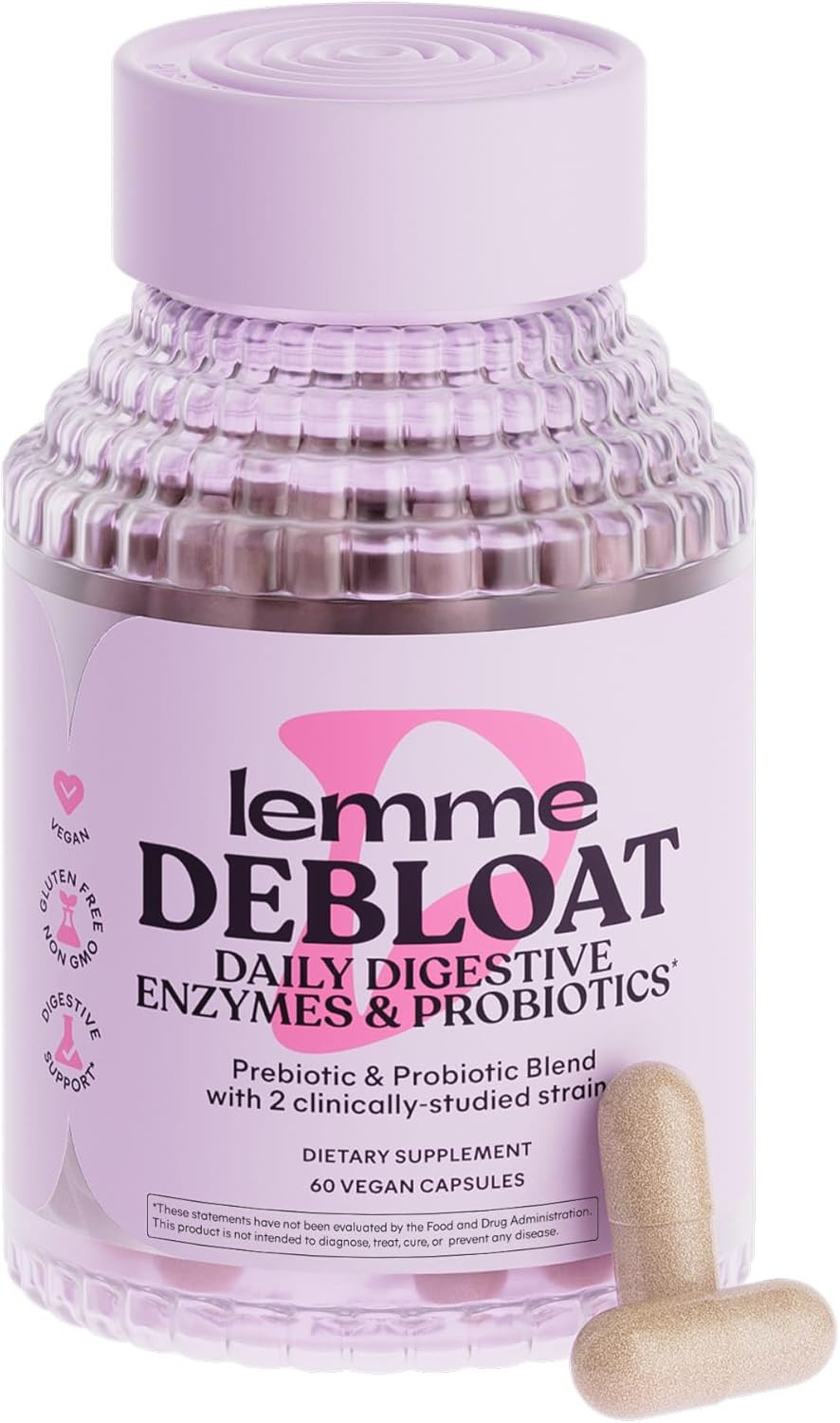Debloat 3-In-1 Prebiotic, Probiotic & Digestive Enzyme Capsules for Bloating …
