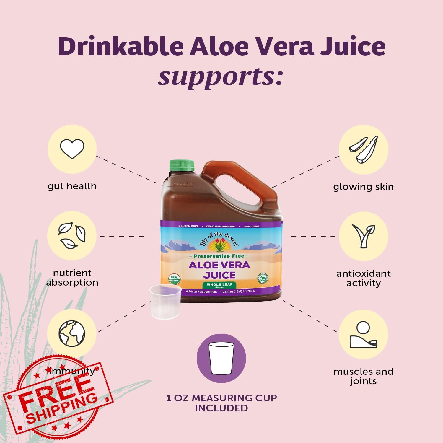 Lily of the Desert Aloe Vera Juice Preservative Free, Whole Leaf Filtered Alo…