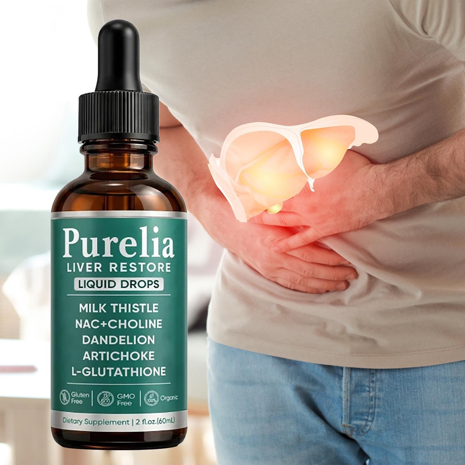 Purelia Liver Restore Drops – Complete Liver Detox Support Supplement 60ml