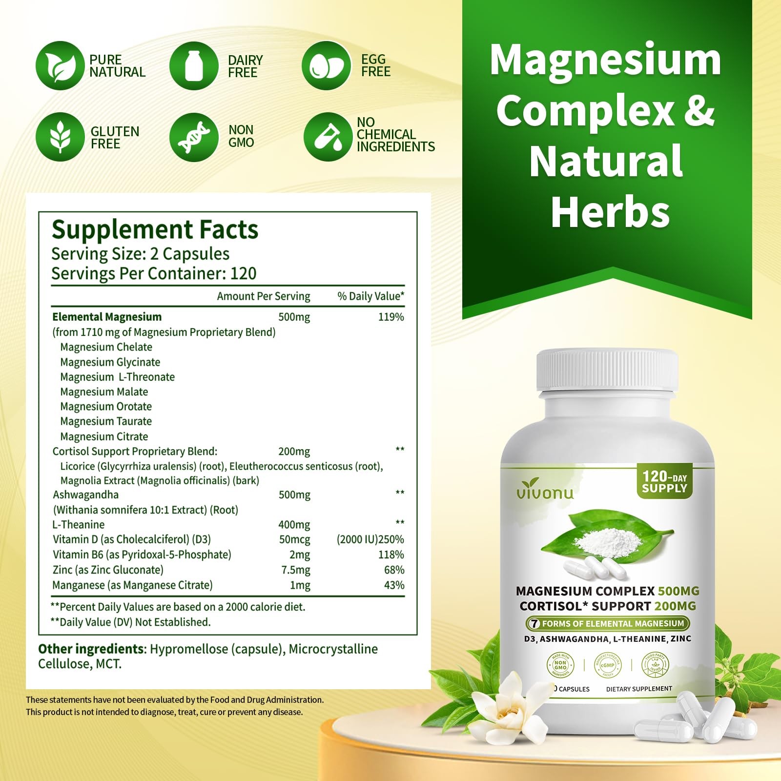 VivoNu Magnesium Complex for 240 Count (Pack of 1), 240 Capsules / 1 Bottle