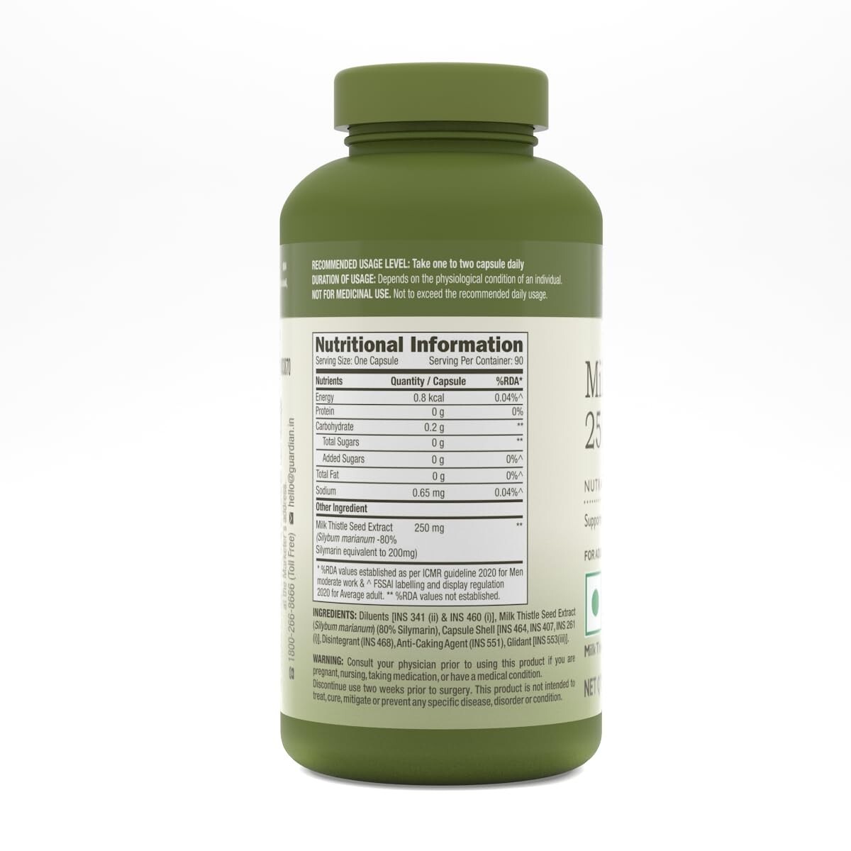 GNC Herbal Plus Milk Thistle 250 mg – 90 Capsules (Pack of 1) LONG EXPIRY