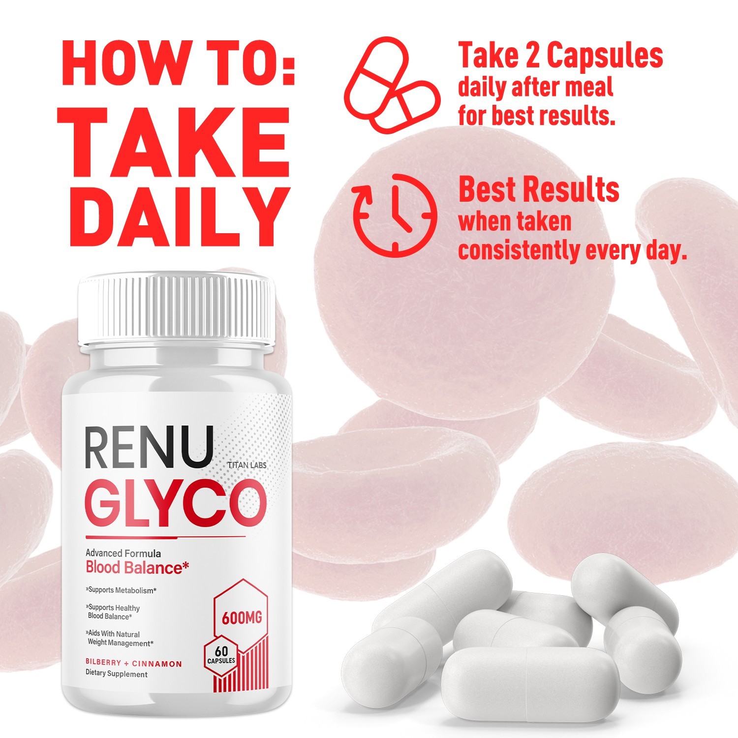 (3 Pack) Renu Glyco Advanced Blood Health Support Supplement RenuGlyco 180 Caps