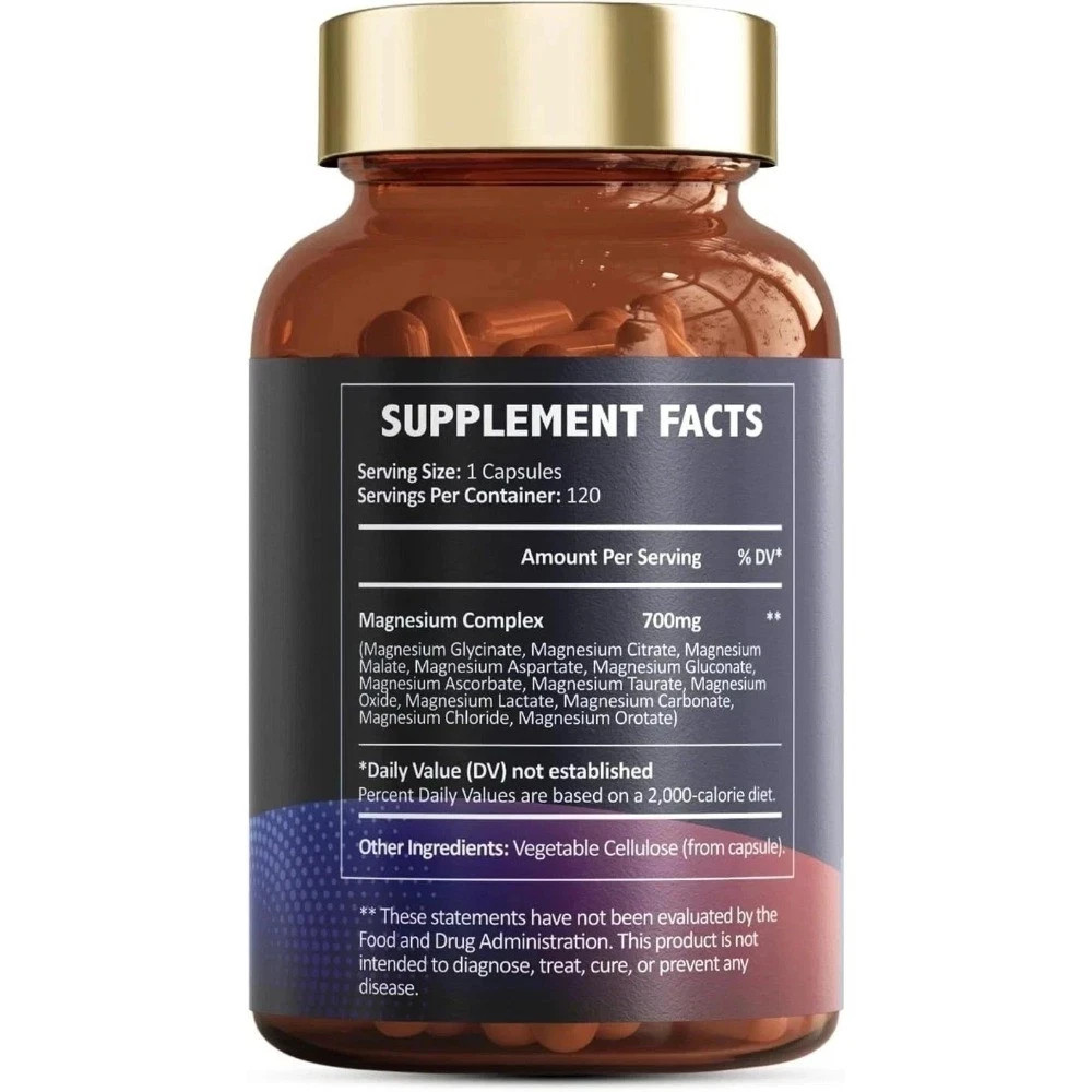 Magnesium 12 in 1 Complex 700mg – 3 Bottles – Glycinate Citrate Malate Taurate