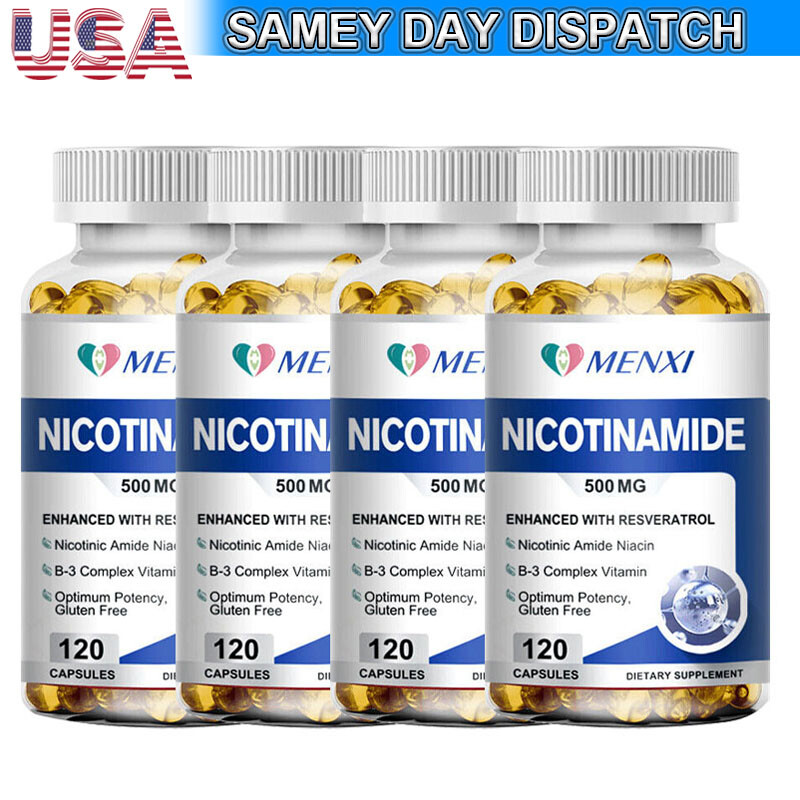 Nicotinamide Resveratrol 500MG, Anti-aging NAD Supplement 120 Capsules US