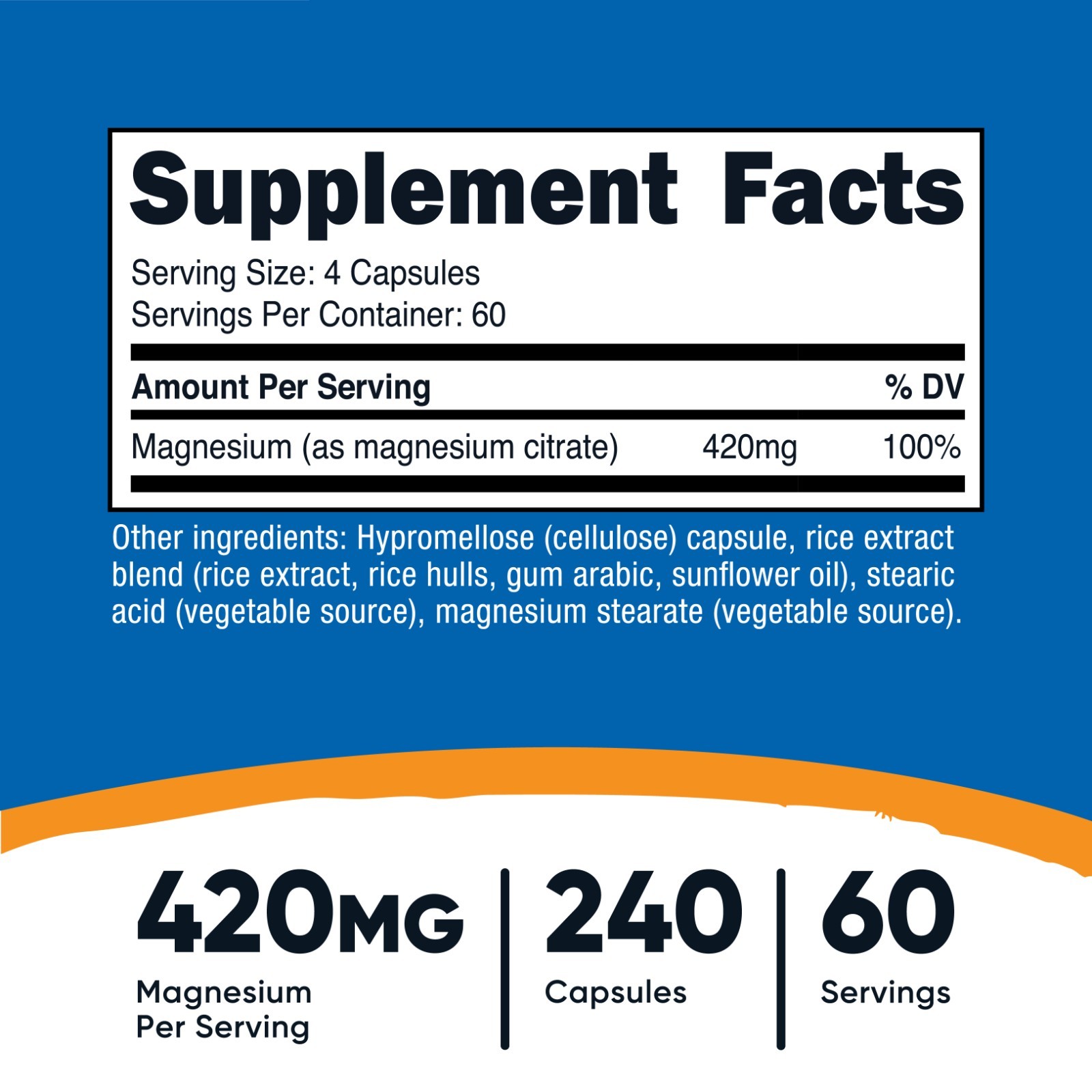 Nutricost Magnesium Citrate 420mg, 240 Capsules -Vegetarian, Gluten Free,Non-GMO