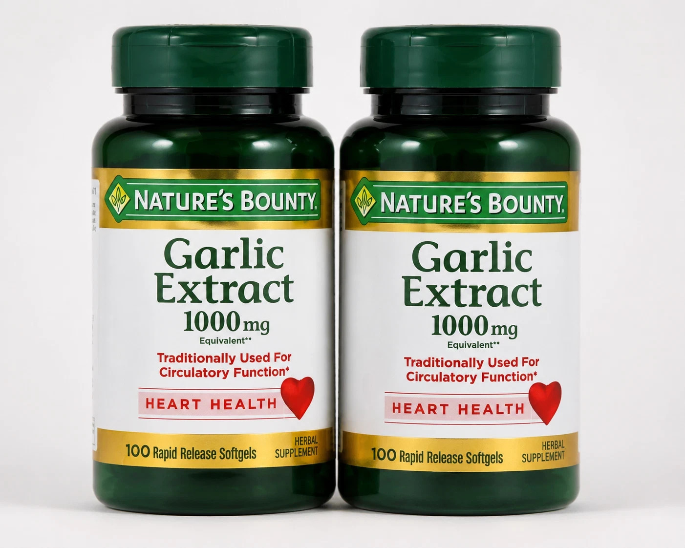 Nature’s Bounty Garlic Extract 1000mg 2 Pack 100 Softgels Heart Health