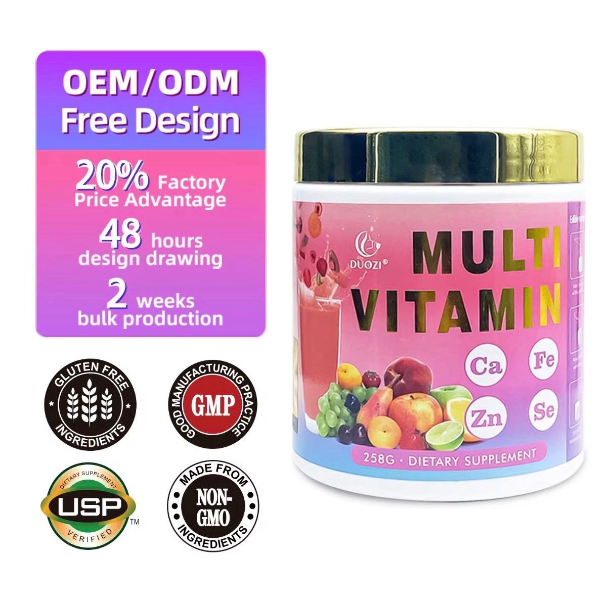 Multivitamin Powder Drink Mix for Men and Women Immune Support