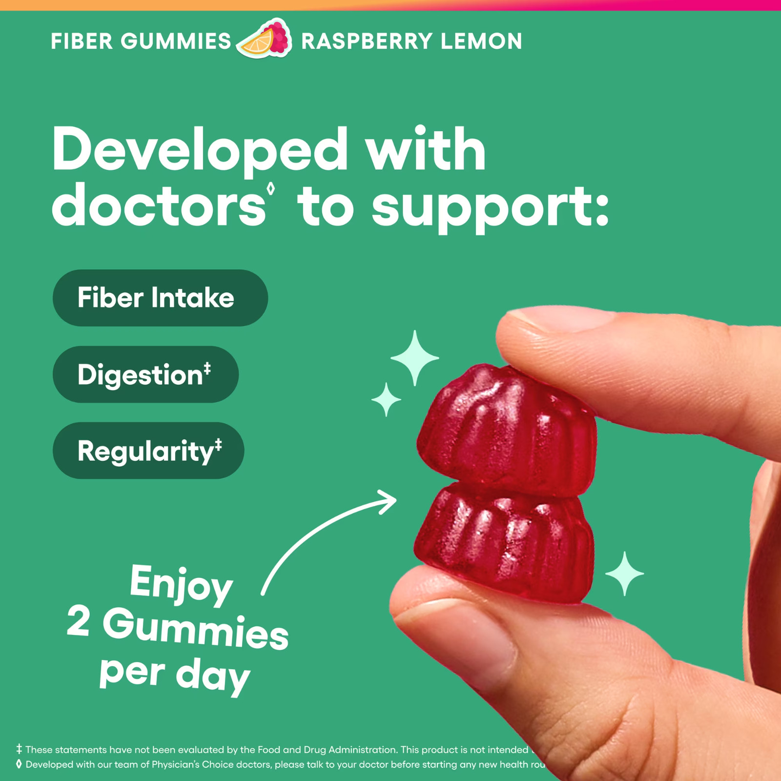 Physician’S Choice Fiber Gummies for Digestive Health & Regularity – Raspberry L