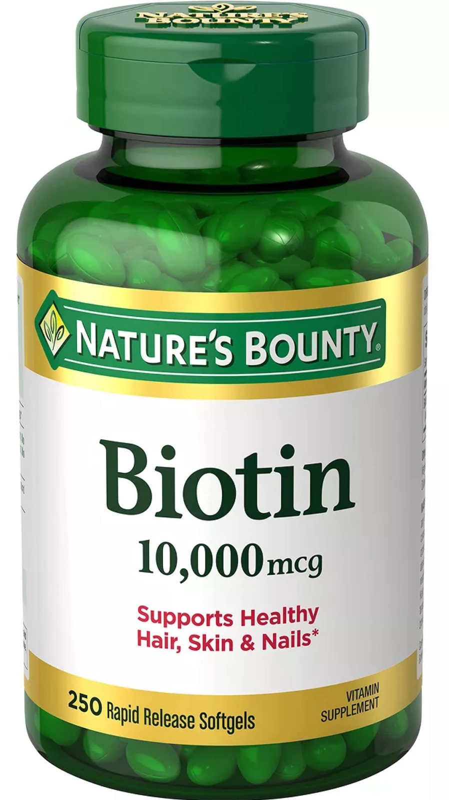 (EXP 06/2026) Nature’s Bounty Biotin 10000 mcg 250 Rapid Release Softgels