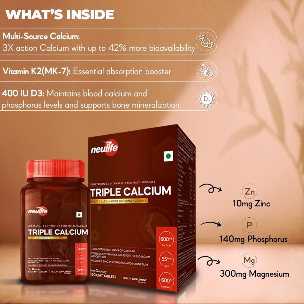 Neu.life Triple Calcium K2-7 D3 120 Tabs Bone Support