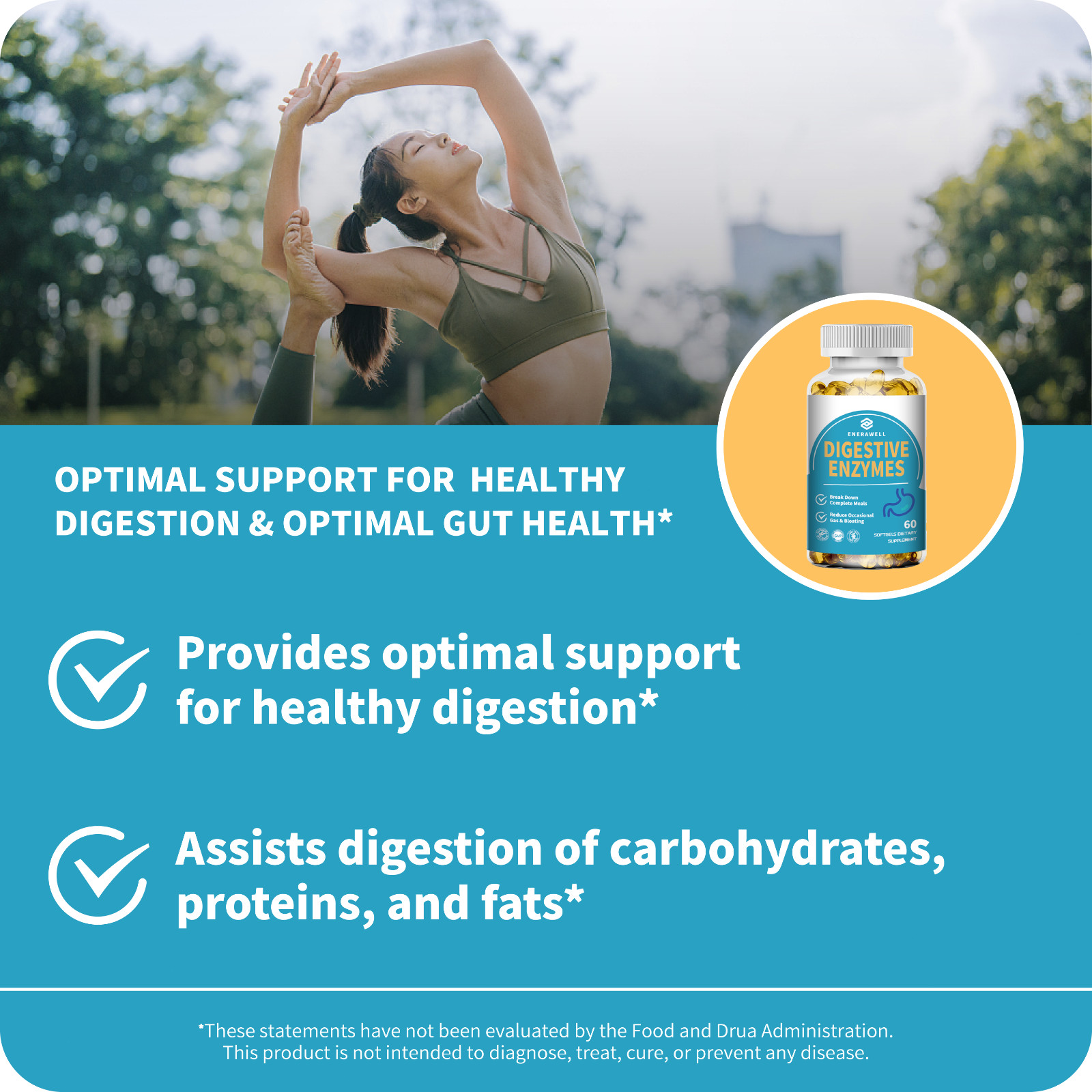 Digestive Enzymes w/ Prebiotic & Probiotics, Gas, Constipation & Bloating Relief