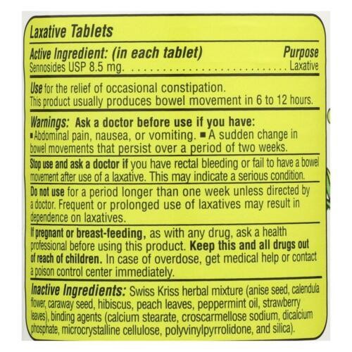Swiss Kriss Herbal Laxative Gentle Natural Constipation Relief Tablets 120 Count