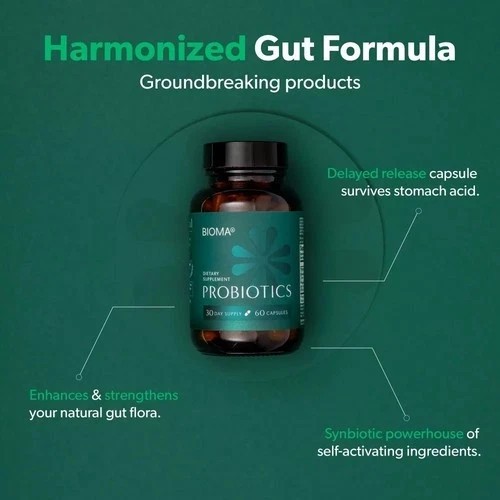 3 In 1 BIOMA Probiotics Digestive Health Gut Support for Men & Women 60 Capsules
