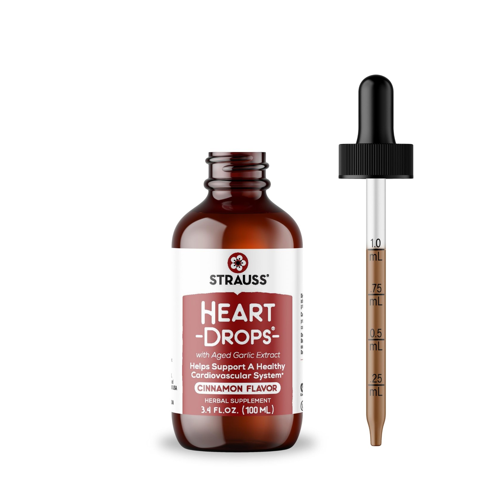 Heartdrops Herbal Supplements, Mistletoe Aged Garlic, 3.4 fl oz, Cinnamon