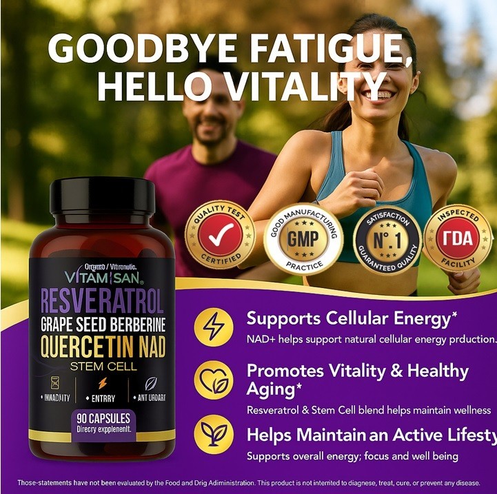 Resveratrol NAD 90 Capsules Natural Antioxidant, Anti Aging, Anti Inflammatory