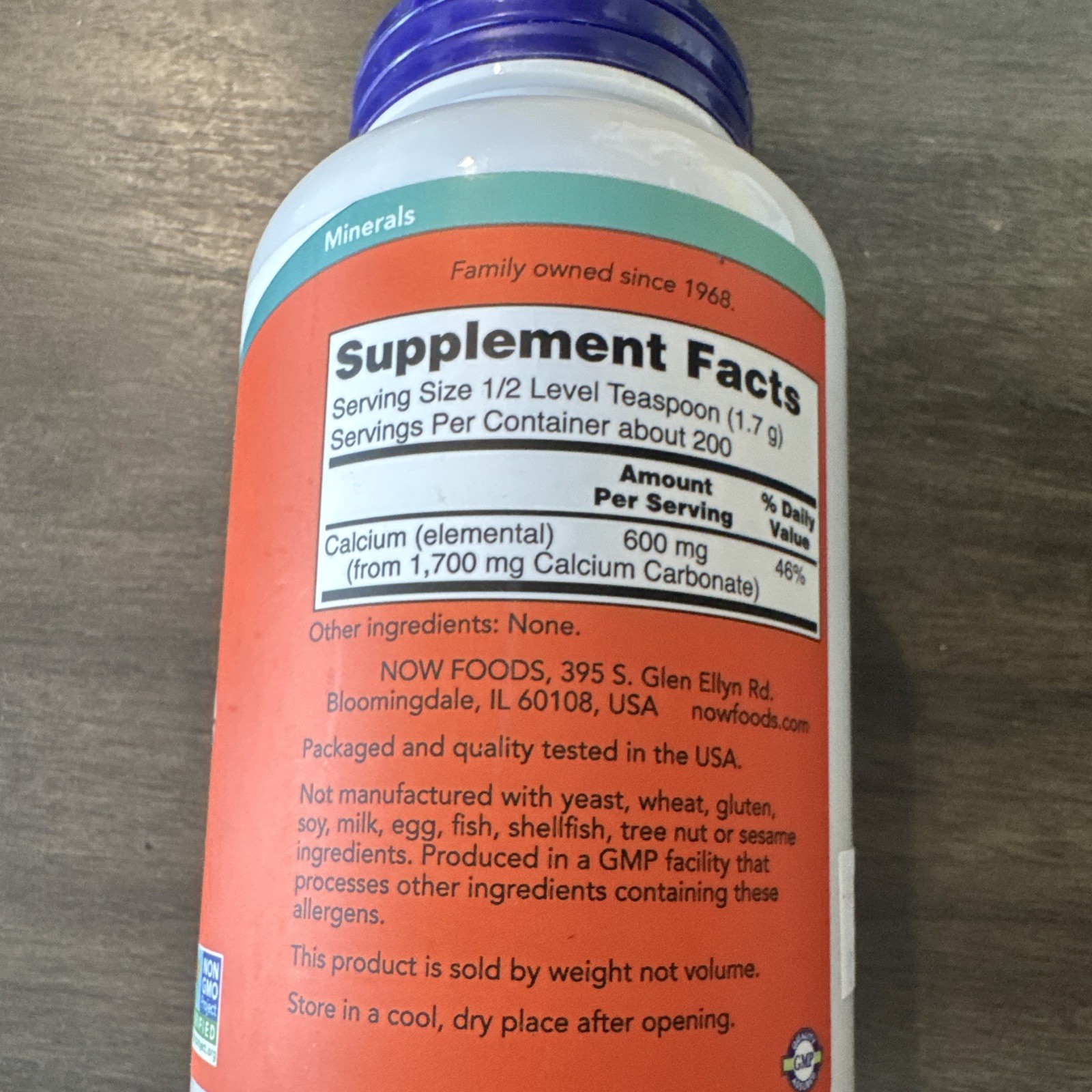 NOW Calcium Carbonate Pure Powder Bone Health 12 oz (340 g) Vegan, Unflavored