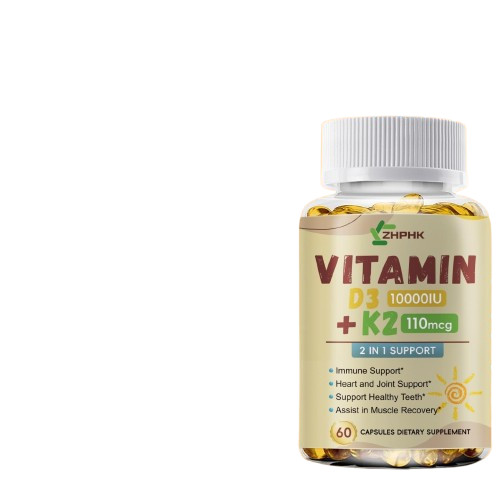 Powerful Vitamin D3 K2 Capsules Extra Strength Supplements with 10000 IU Softgel