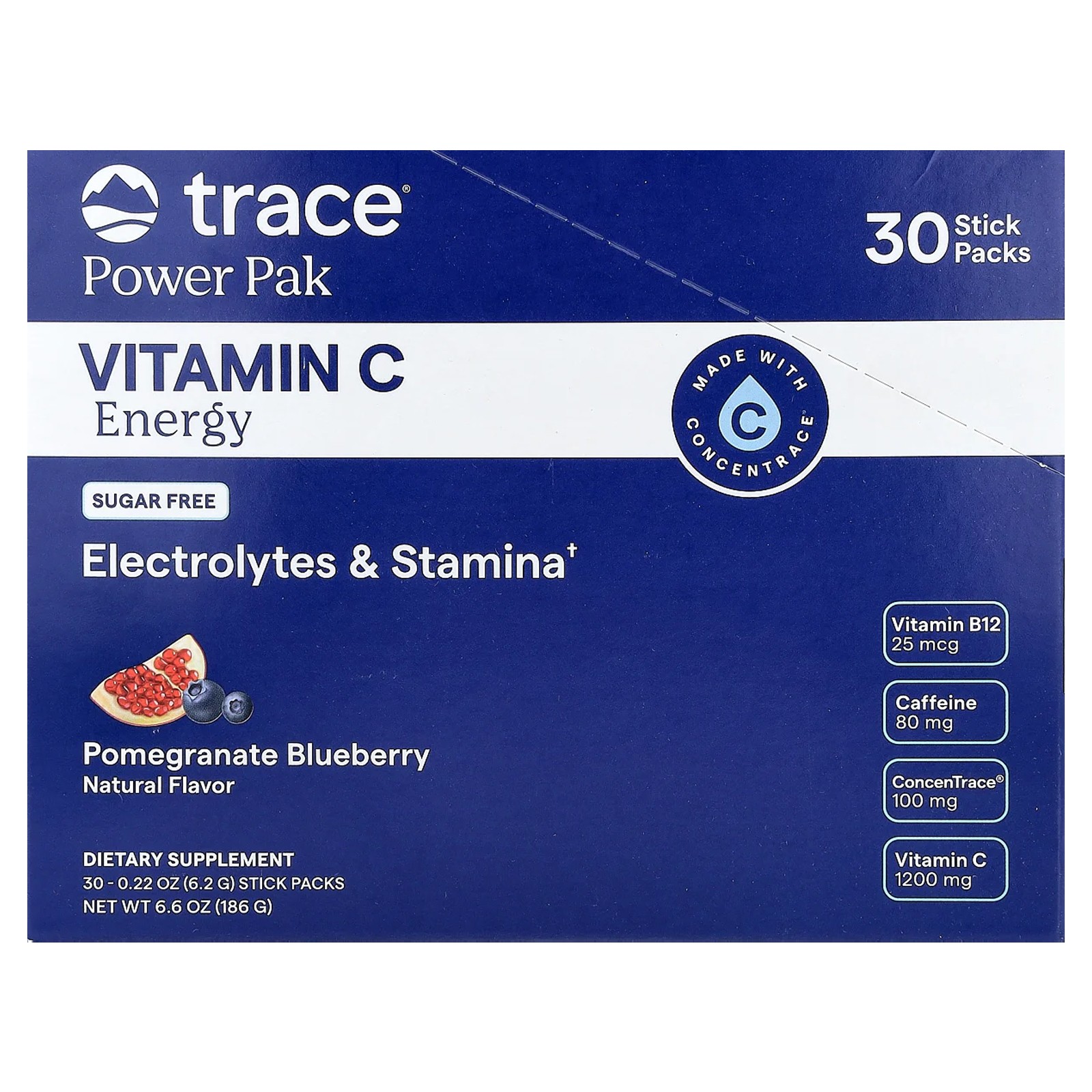 Power Pak, Vitamin C Energy, Pomegranate Blueberry, 30 Stick Packs, 0.22 oz (6.2