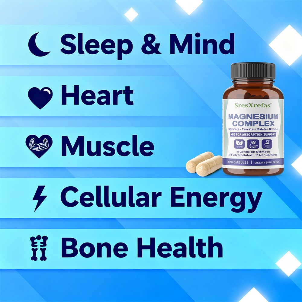 Magnesium Complex With Vitamin B6 For Absorption Support Vegan 30/60/120Capsules