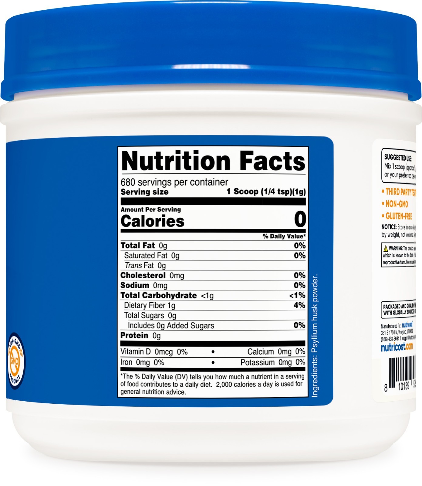 Nutricost Psyllium Husk Powder (1.5 Pounds) – GMO-Free, Gluten-Free