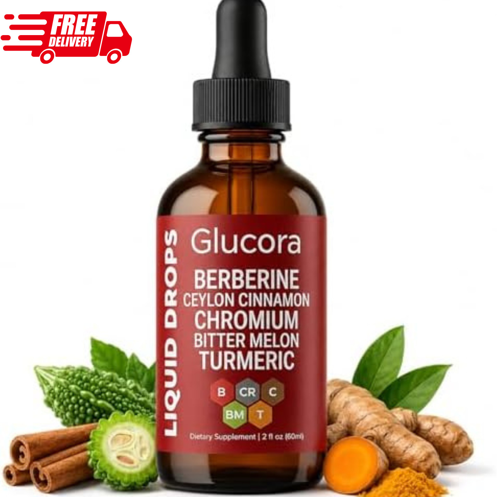 Glucora Berberina Liquida,Glucora Ceylon Cinnamon 2 Fl Oz (Pack of 1), 1pcs