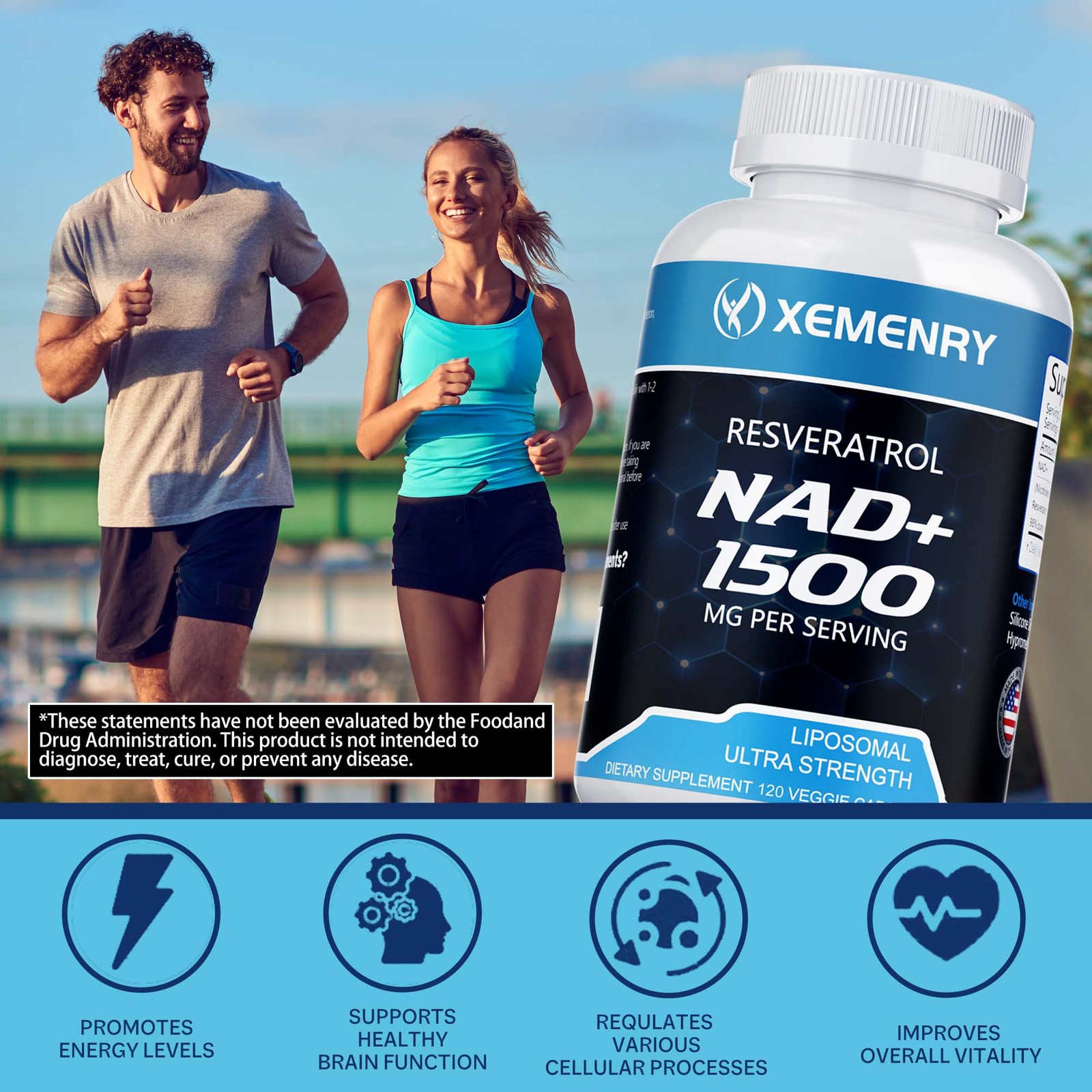 120pcs NAD+ – DNA Repair, Energy Production, Cellular Metabolism – Resveratrol