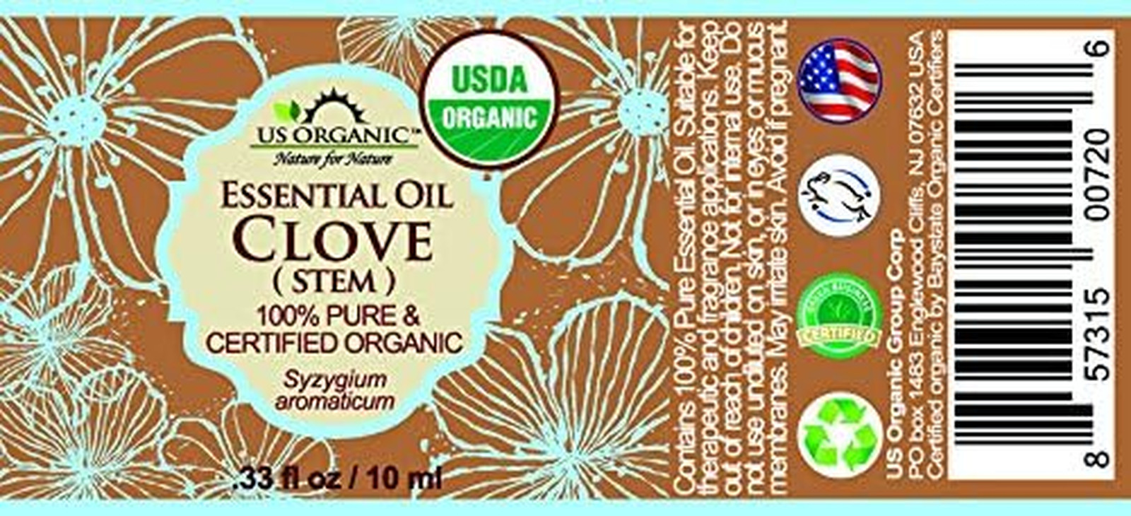 100% Pure Clove Stem Essential Oil – USDA Certified Organic, Steam Distilled (10