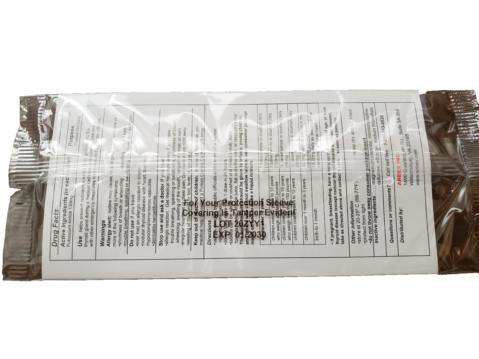 Anbex IOSAT Potassium Iodide KI FDA Approved Thyroid Pill Tablets 130mg Exp 2030