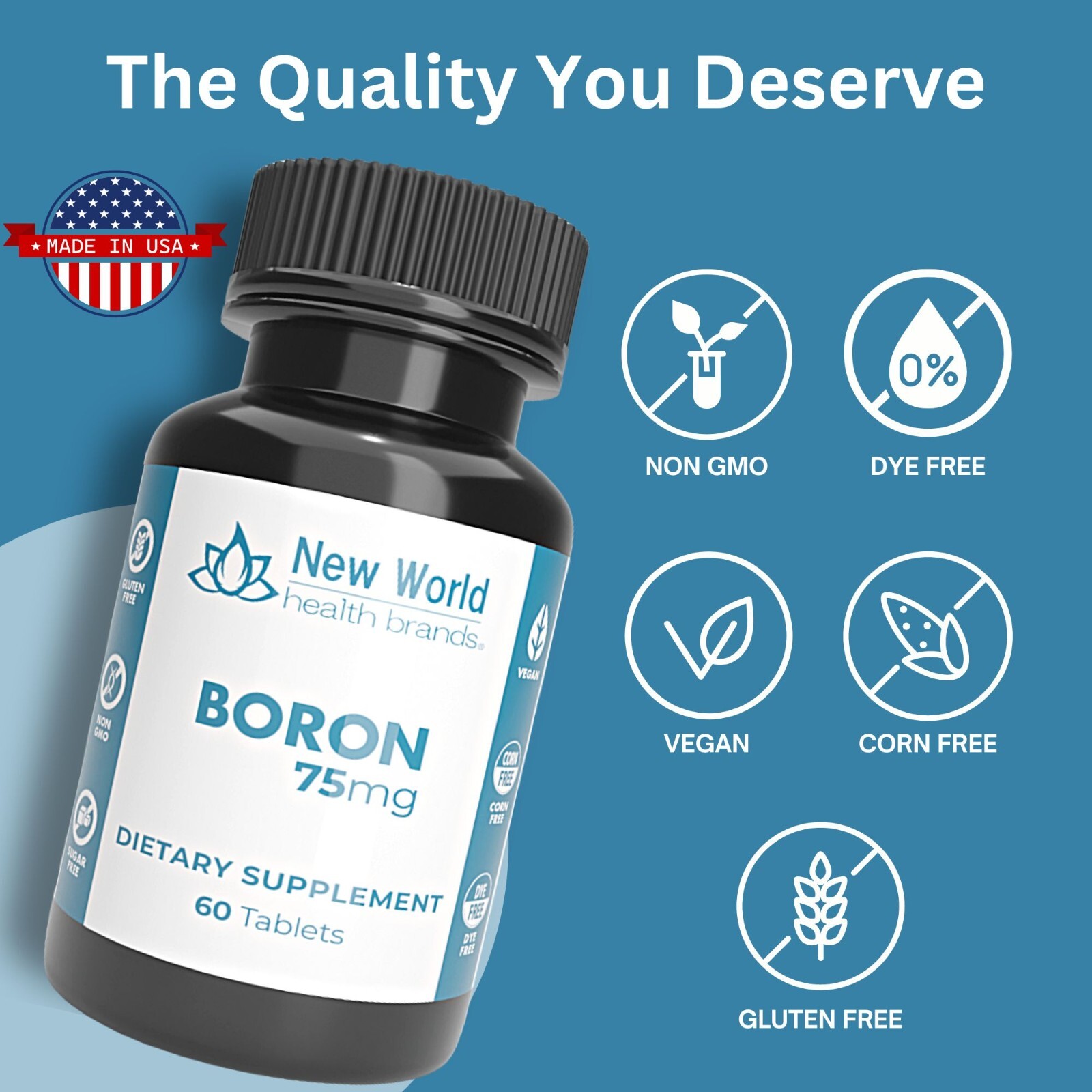 Boron 75mg Mineral Supplement – High Potency Formula Fast Absorption