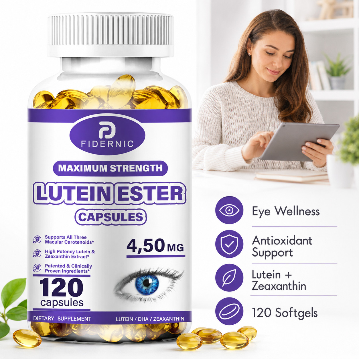 Eye Vitamins Lutein Zeaxanthin 120 Caps Vision Support