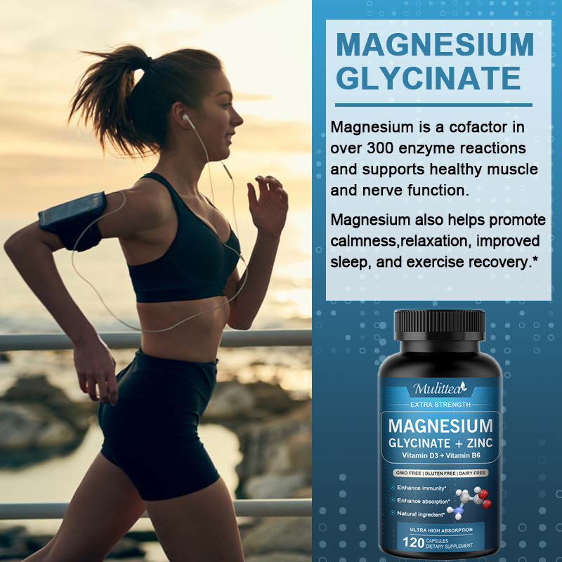 Magnesium Glycinate Pills 500mg High Absorption with Vitamin D3+B6 Sleep Support