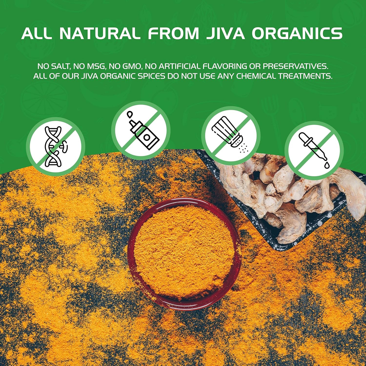 Organic Turmeric Powder 1 Pound Jar by Jiva Organics – 100% Raw with Curcumin –