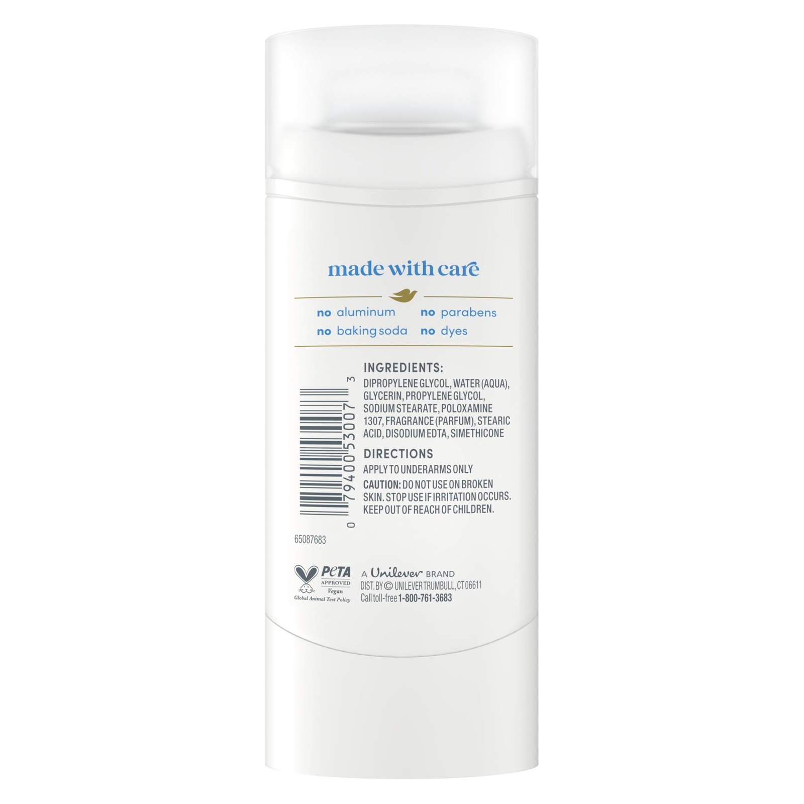 Dove Deodorant Stick Sensitive for 72 Hour Odor 2.4 Ounce (Pack of 1), Blue