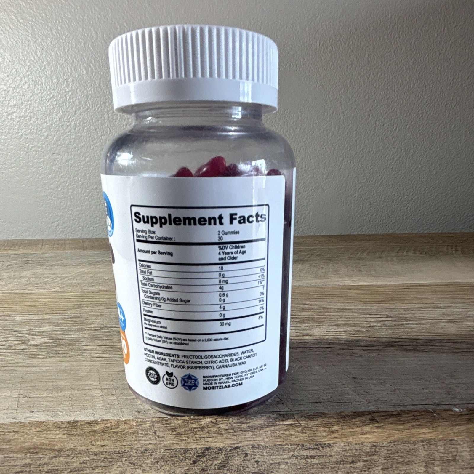 Dr. Moritz Magnesium Citrate Kids Gummies 100mg 60 Ct No Added Sugar Raspberry