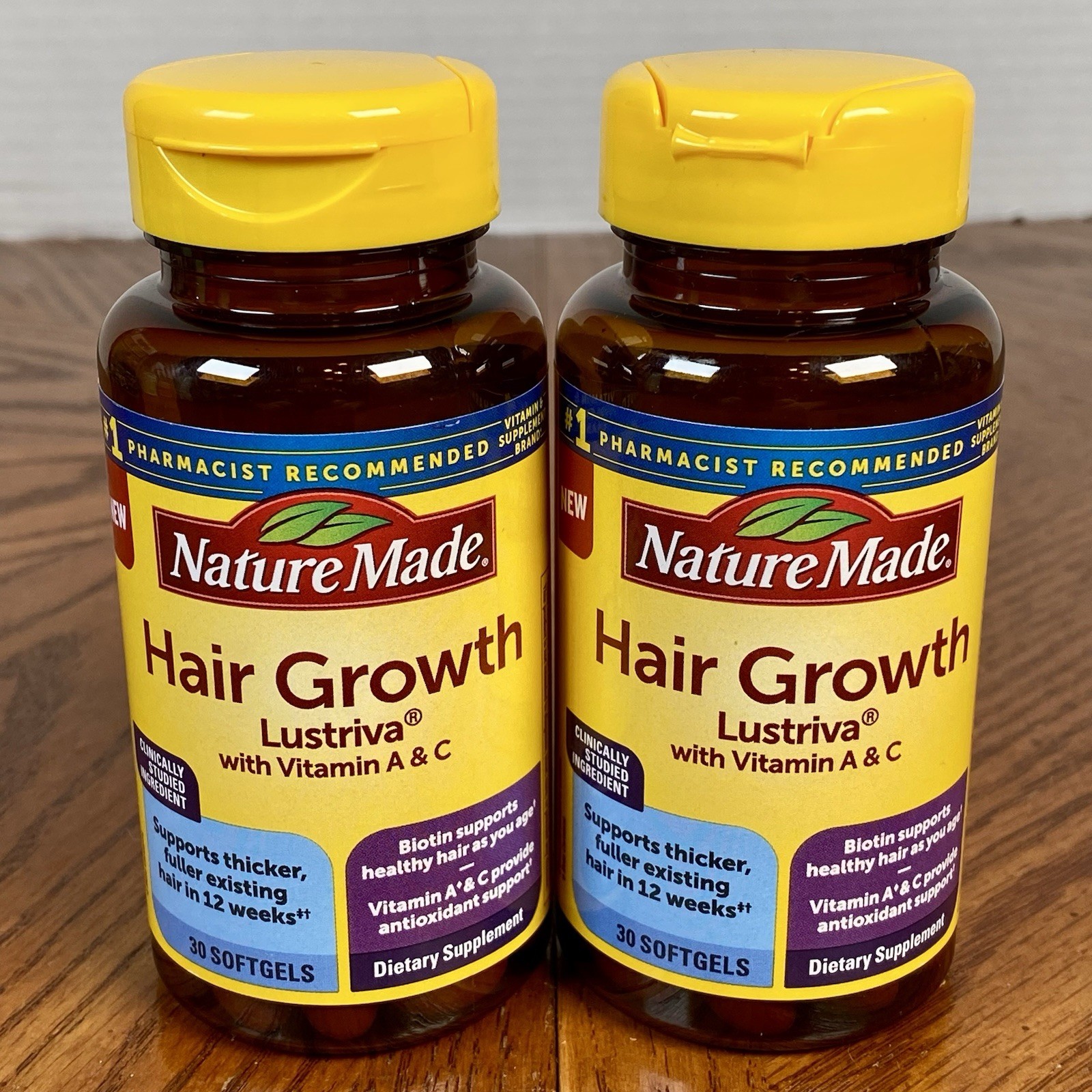 Lot of 2 ~ Nature Made ~ Hair Growth Lustriva ~ 30 Softgels ~ Exp 10/2026