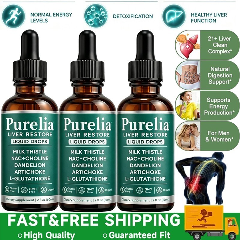 3PCS Purelia Liver Restore Drops – Complete Liver Detox Support Supplement 60ml