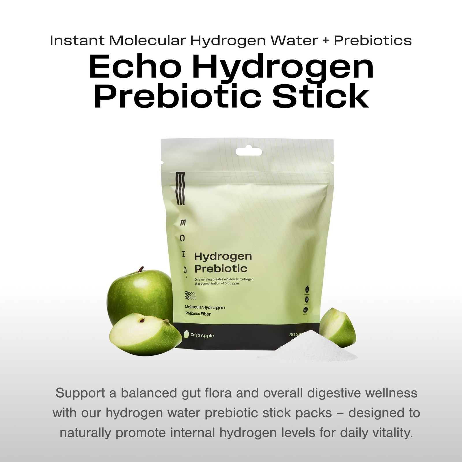 Echo Water Echo Molecular Hydrogen Drink Mix – 16 Ppm – Gut Health Mix For
