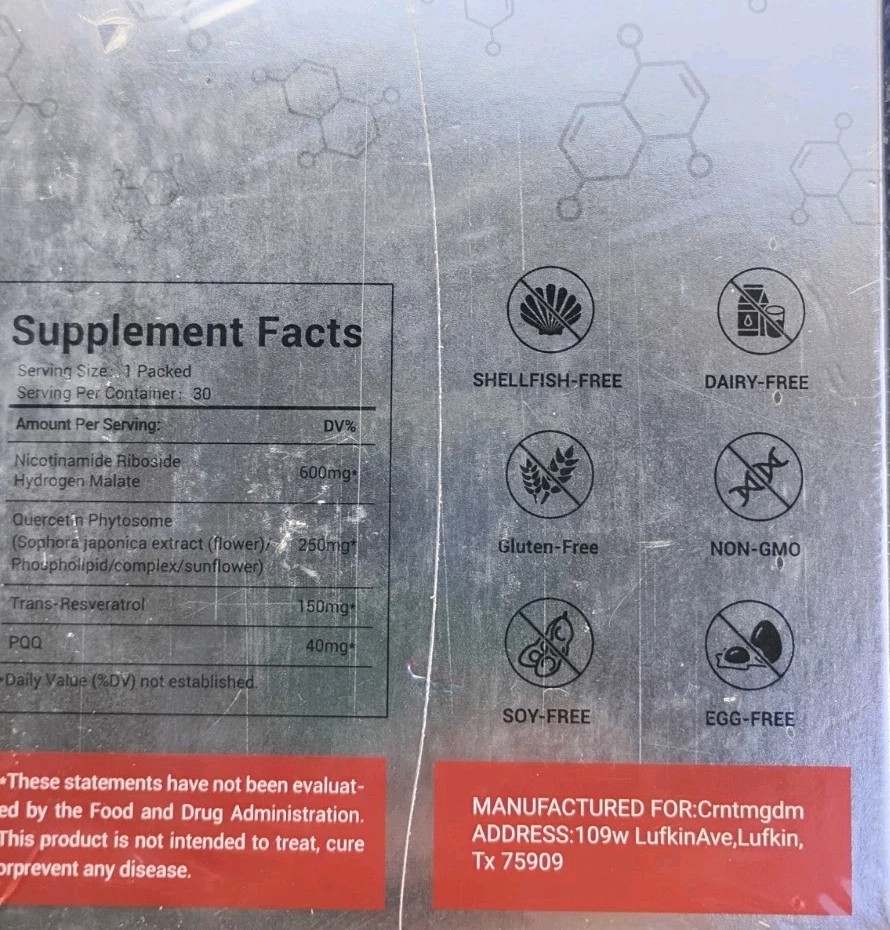 NAD+ RESVERATROL Liquid Supplement Shellfish/Gluten/Soy/Egg/DAIRY Free Non-gmo