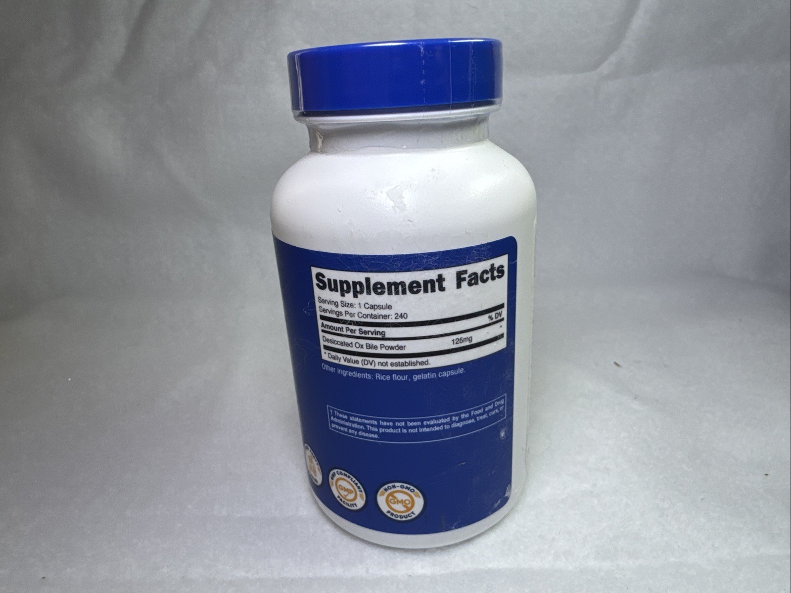 Ox Bile Capsules 240 Count 125 Mg by Nutricost Exp. 01/2028