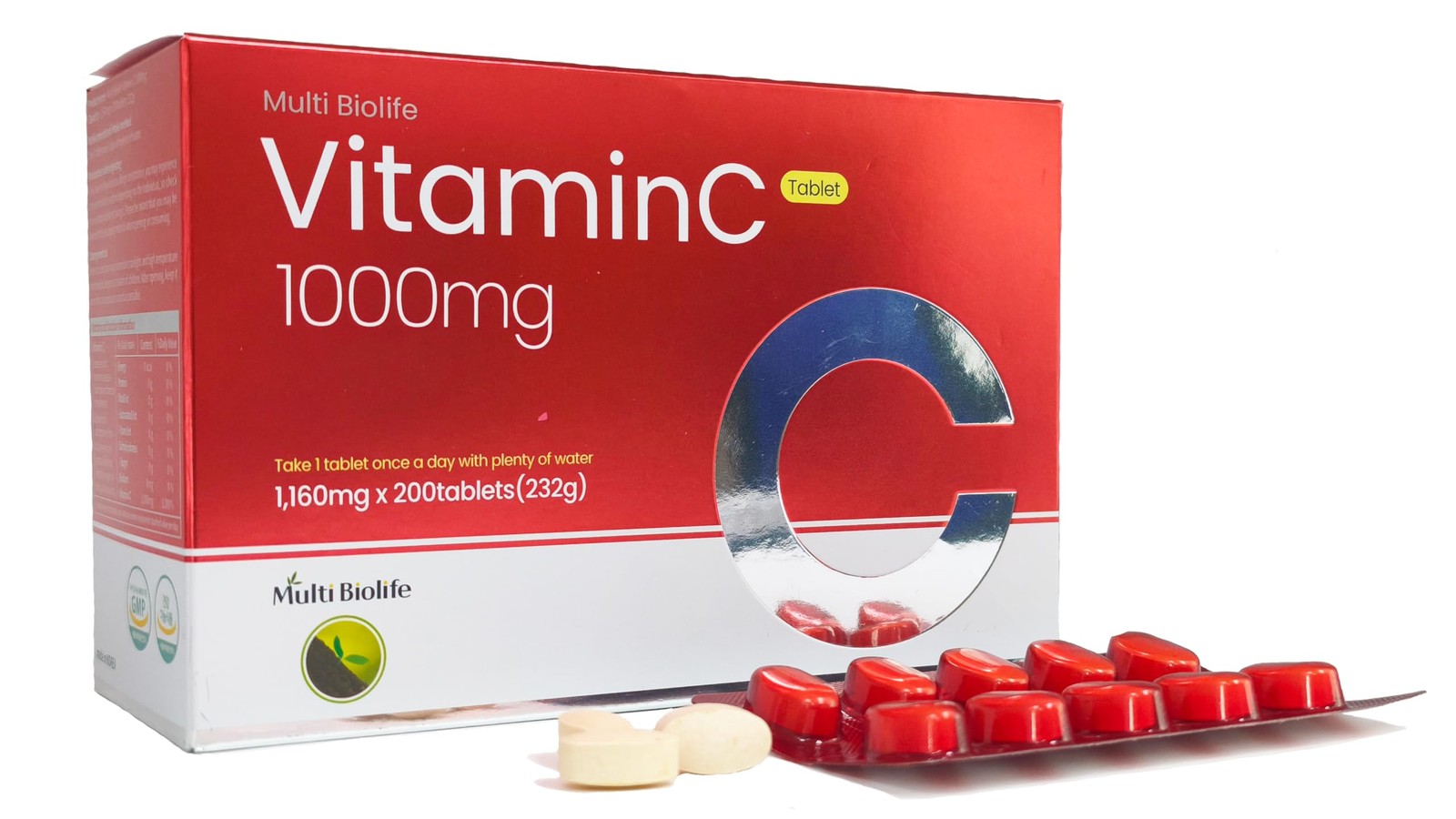 Multi Biolife Vitamin C 1000mg 200 Tablets Immune Support Antioxidant 1 Tablet