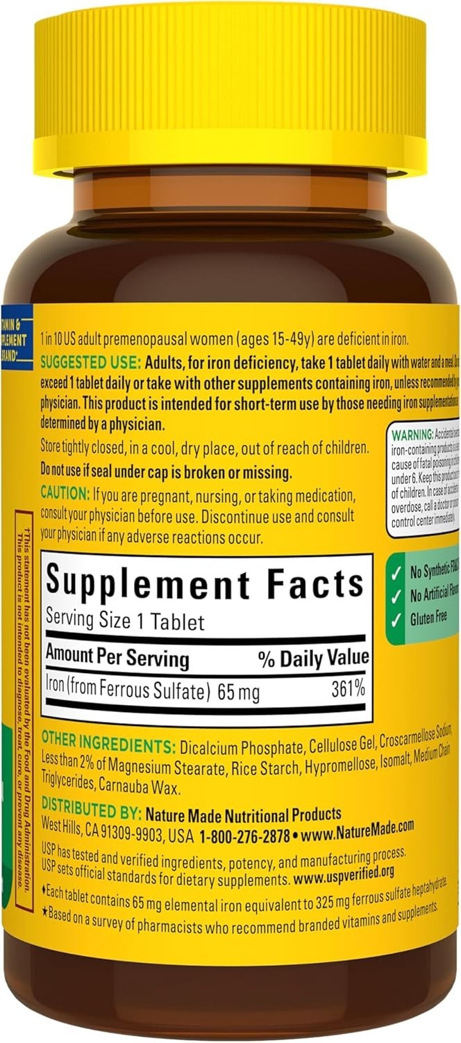 180 Tabletas De Hierro 65mg Con Vitaminas Mejor Pastillas Para Mujeres Y Hombres