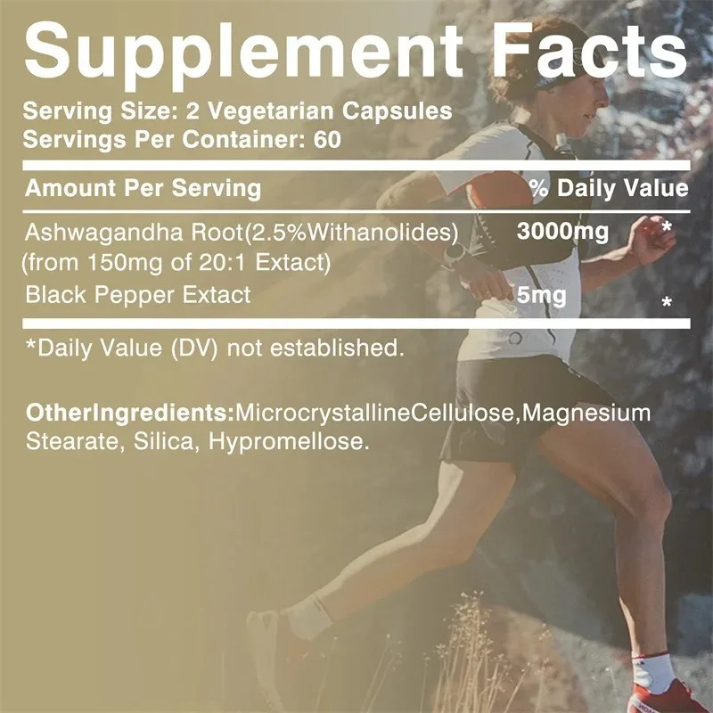 Ashwagandha Extract Strength 120pcs,Relieves Stress, Enhances Concentration