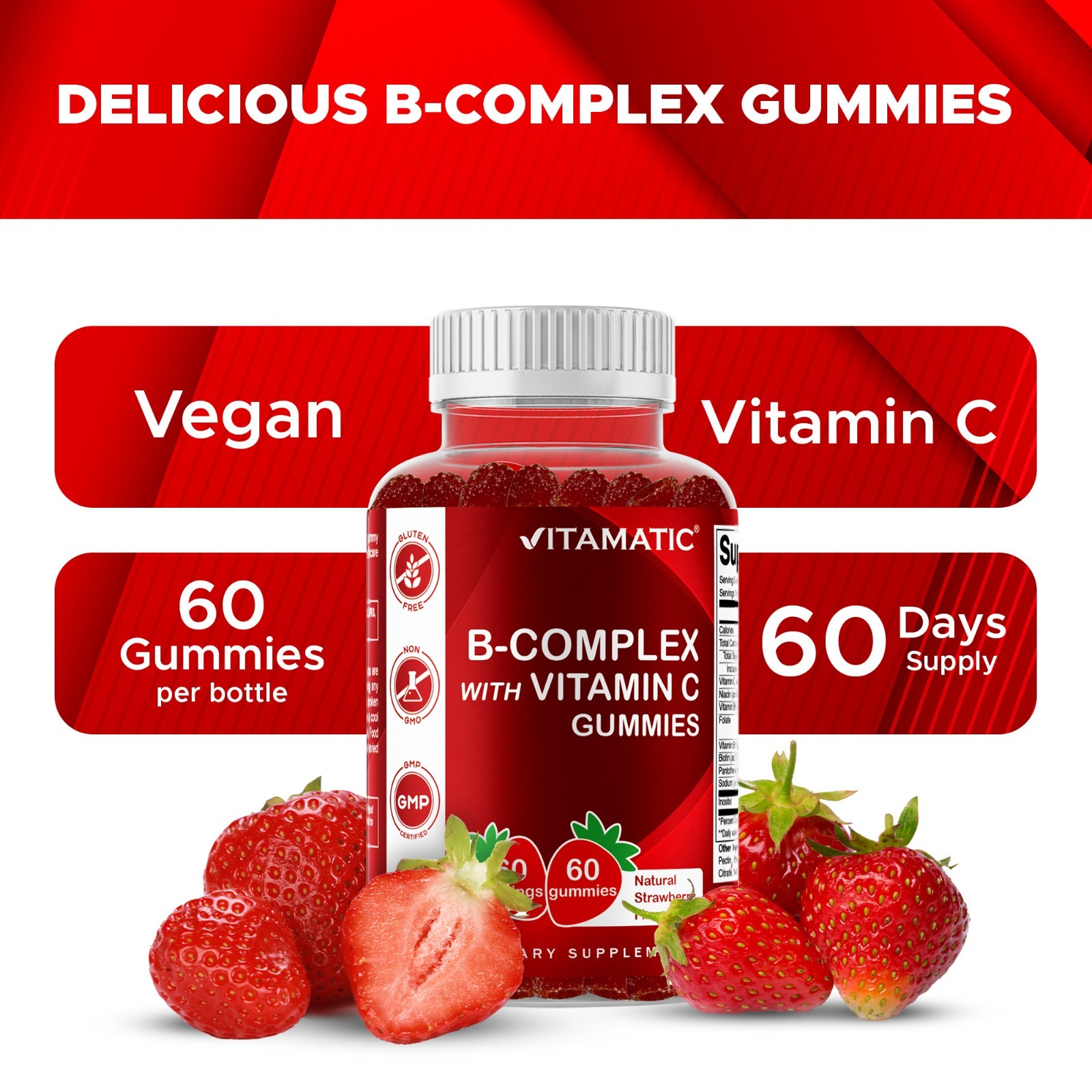(3 Pack) Vitamatic Vitamin B Complex Gummies with Vitamin C & Inositol