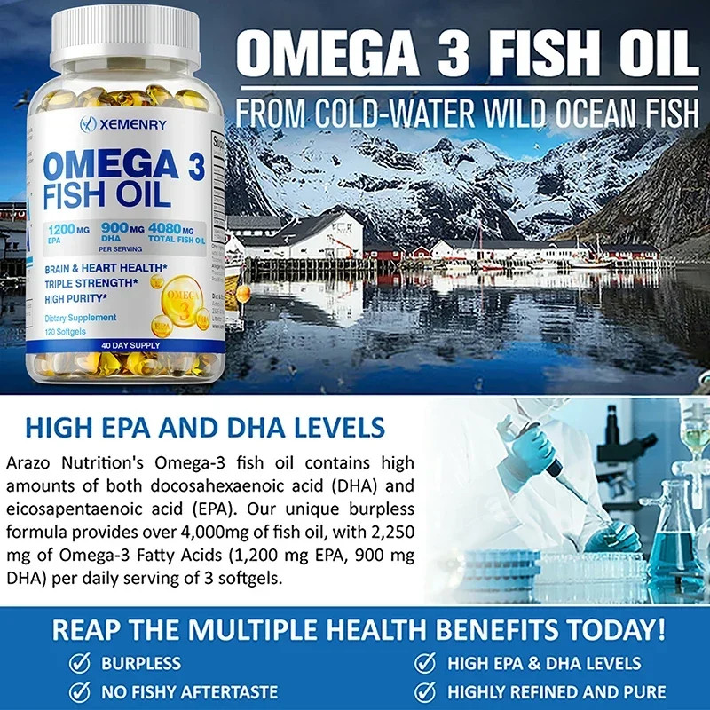 Omega-3 Fish Oil 120pcs – Brain and Heart Health, Boost Immunity, and Slow Aging