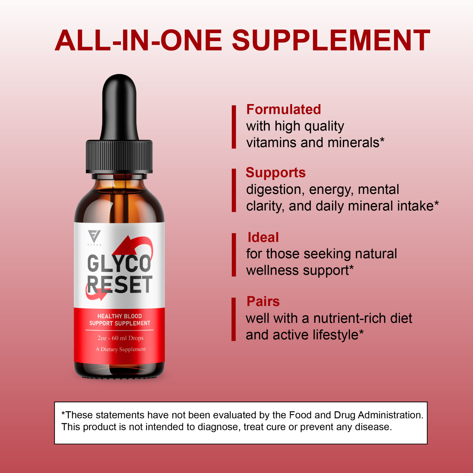 (5 Pack) Glyco Reset Drops, GlycoReset Premium Blood Support Supplement (10oz)