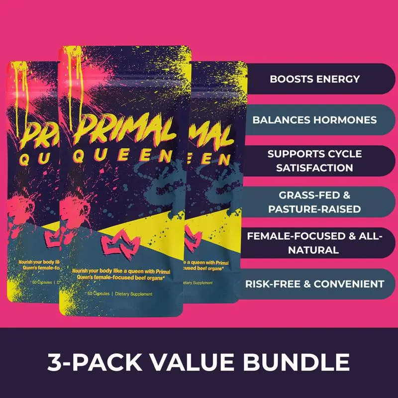 3pcs Primal Queen Supplement for Women 60 CountsBeef Organ – 3 Month Supply