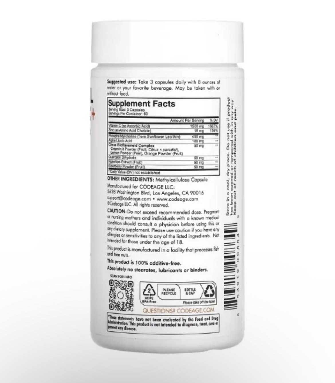 Codeage, Liposomal Vitamin C+, 2 PACK, 180 Capsules each (360 total)