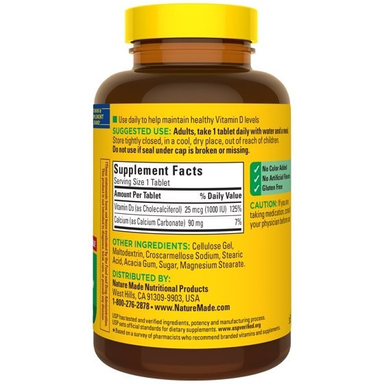 Nature Made Vitamin D3 1000 IU Tablets, 350 Count, Vitamin D, Dietary Supplement
