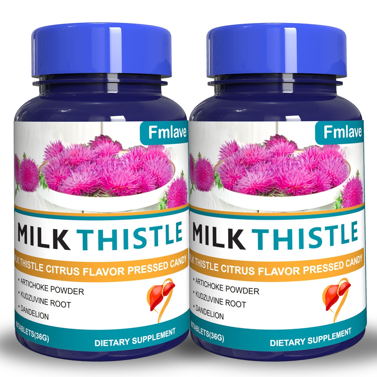 Liver Cleanse Detox Milk Thistle Extracts Silymarin, Artichoke, Dandelion 2 pack